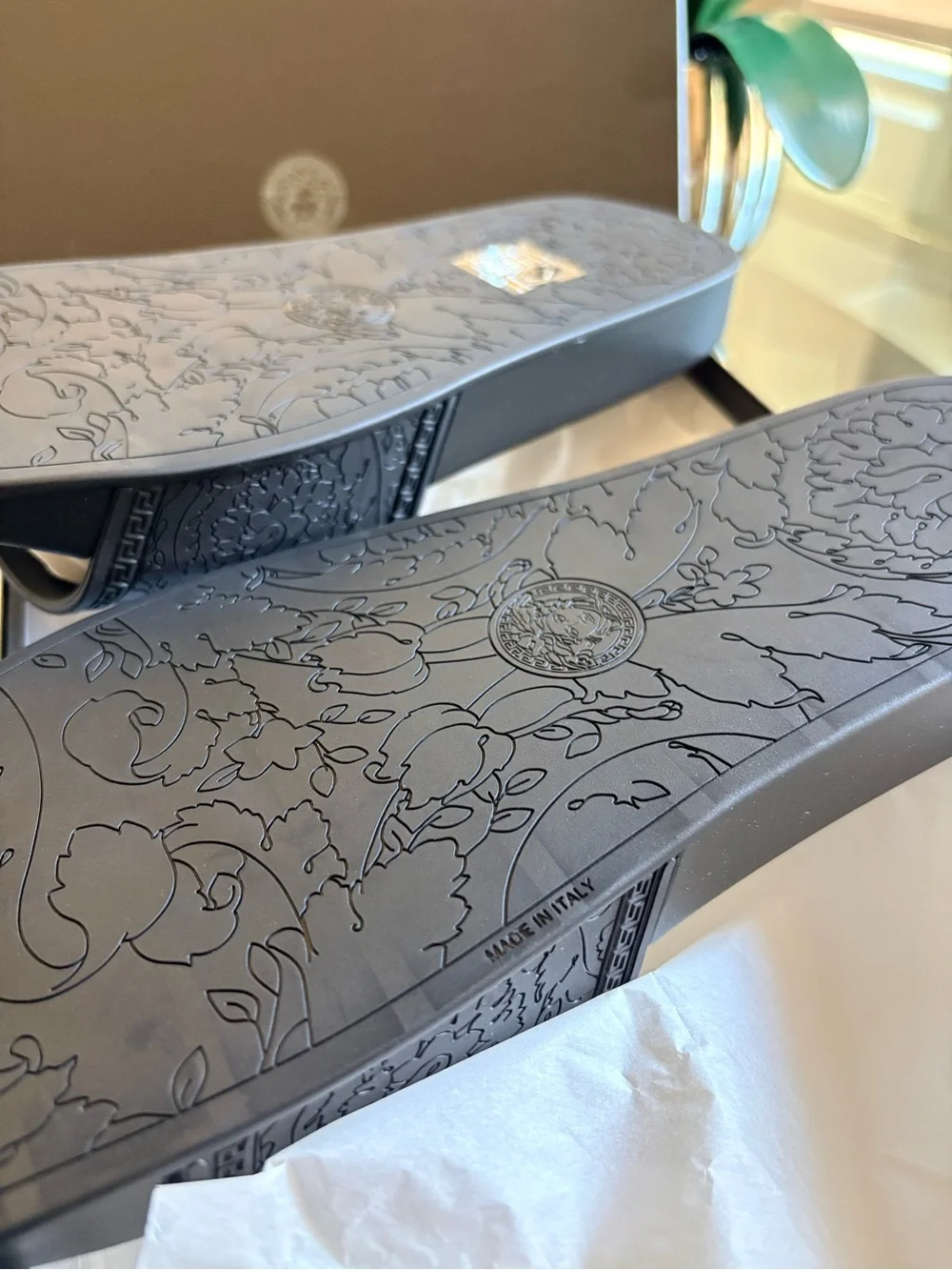Versace Slide Sandals with Gold Medusa Emblem